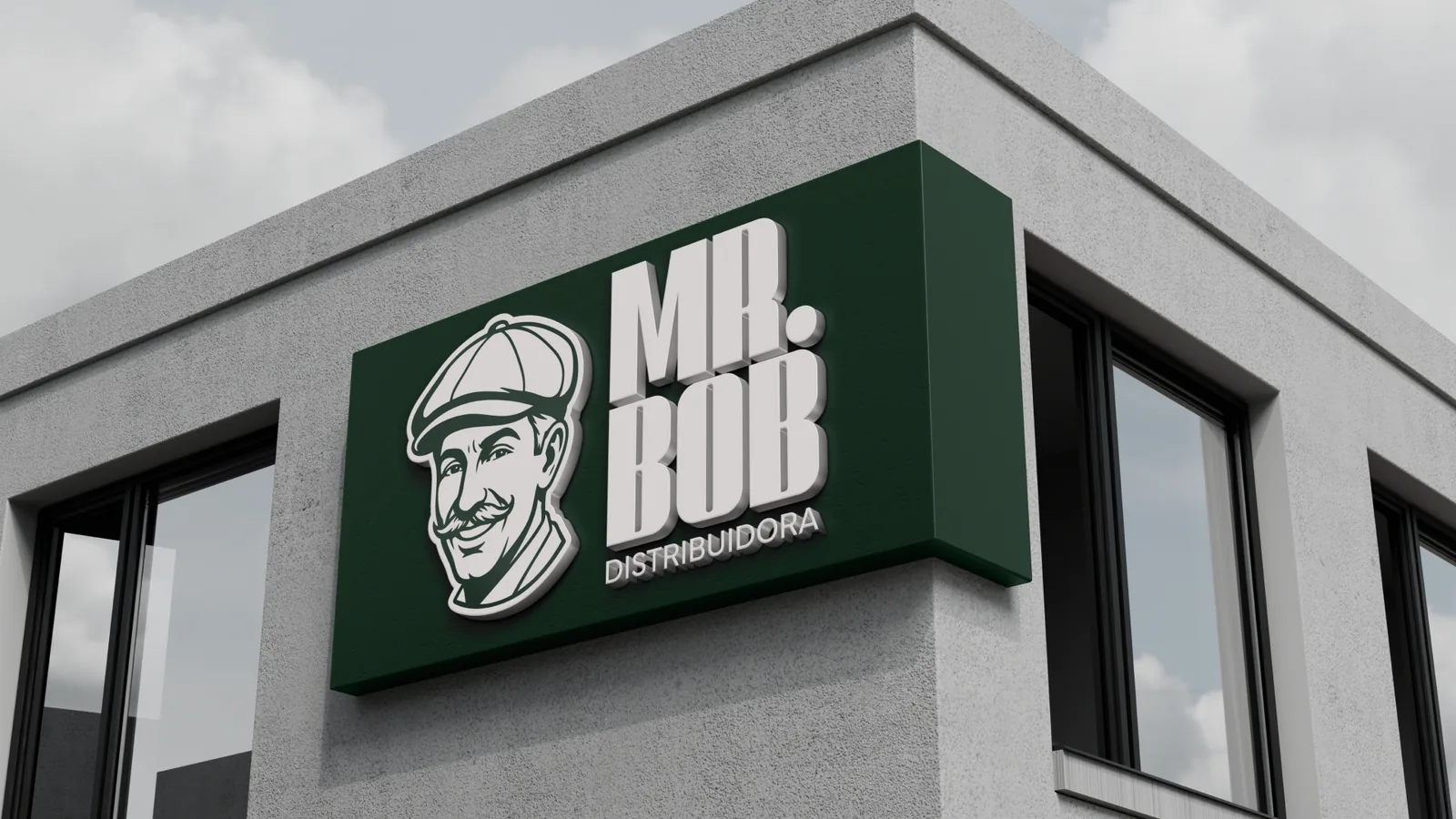 Fachada com o letreiro da Mr. Bob Distribuidora