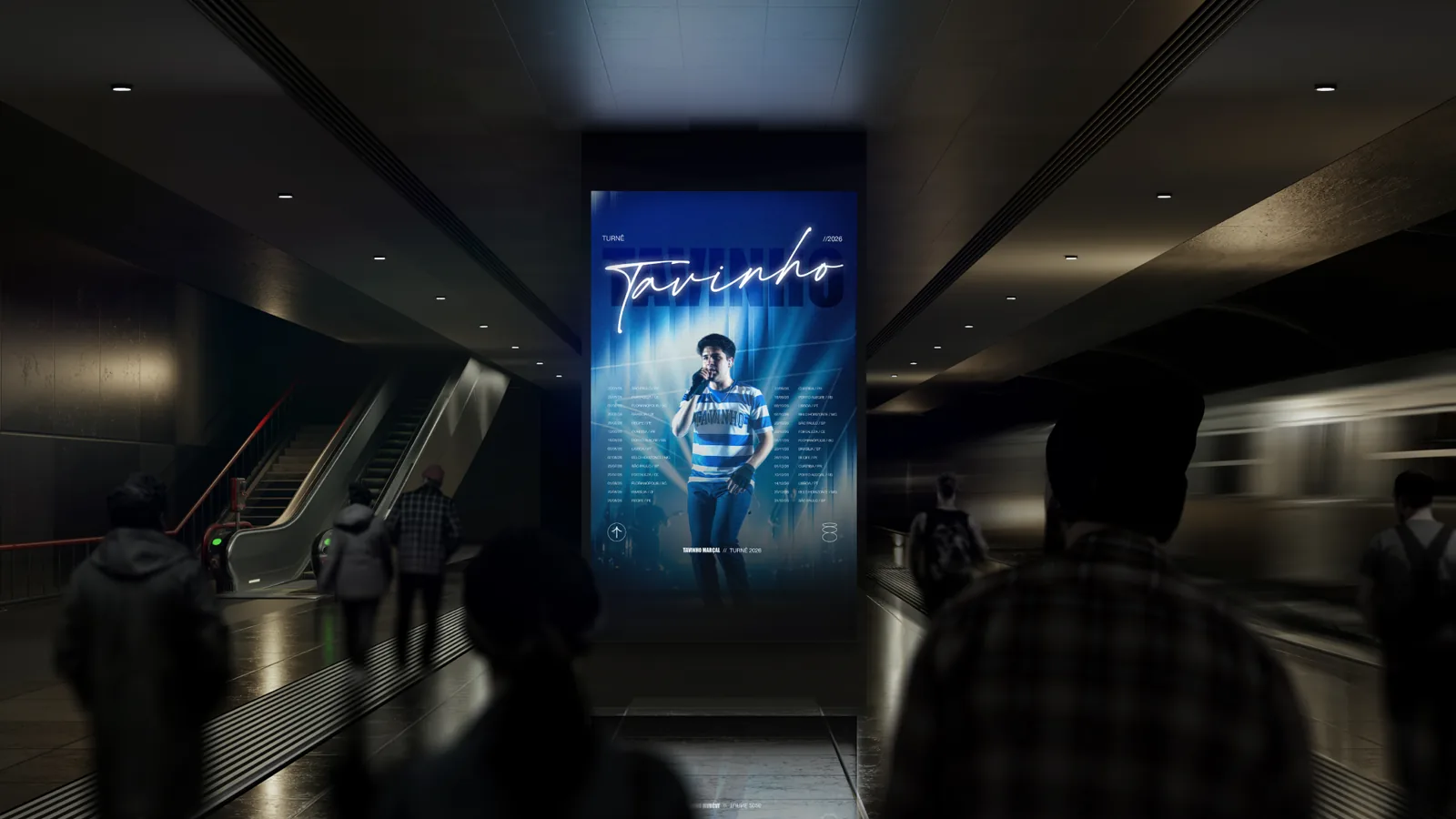 Cartaz da turnê em painel de estação